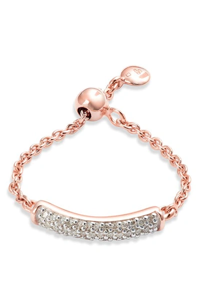 Monica Vinader Fiji Bar Friendship Diamond Chain Ring In Rose Gold/ Diamond
