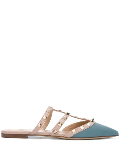 Valentino Garavani Rockstud Mules In Blue