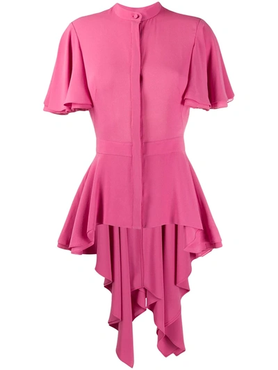 Alexander Mcqueen Silk Peplum Blouse In Pink