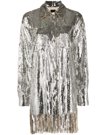 Pinko Sequin Embroidered Shirt In Silver