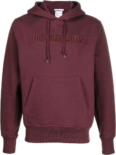 Helmut Lang Logo Embroidered Hooded Sweatshirt In Burgundy