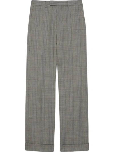 Gucci Checked Cropped Trousers In Grey