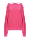 Ben Taverniti Unravel Project Woman Sweatshirt Fuchsia Size L Cotton, Cashmere, Elastane In Pink