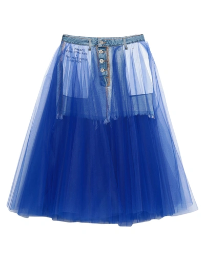 Ben Taverniti Unravel Project Woman Midi Skirt Bright Blue Size 26 Cotton, Polyamide