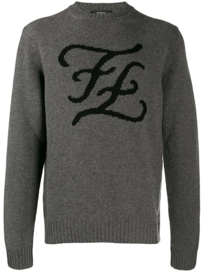 Fendi Pull In Cashmere Con Logo Karligraphy In Grey