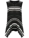 Proenza Schouler Asymmetric Striped Fil Coupé Ribbed-knit Top In Black