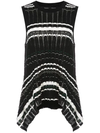 Proenza Schouler Asymmetric Striped Fil Coupé Ribbed-knit Top In Black
