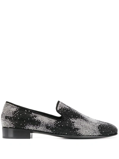 Giuseppe Zanotti Men's Camoscio Swarovski Crystal Suede Loafers In Black