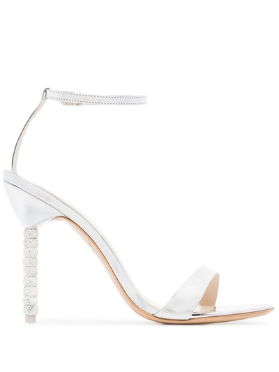 Sophia Webster Haley 100mm Crystal Heel Sandals In Silver