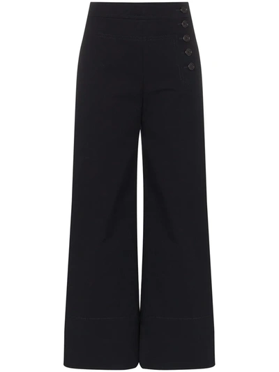 Chloé Buttoned Flared Trousers In Blue