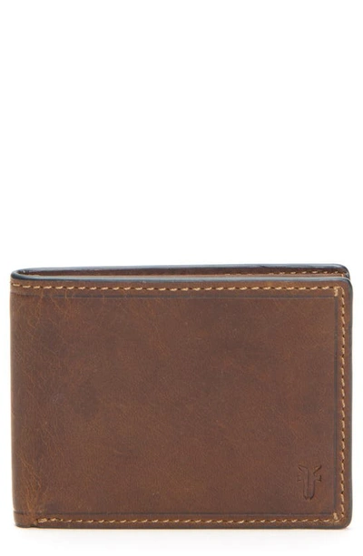 Frye Logan Slim Leather Id Billfold Wallet In Dark Brown