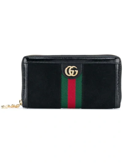 Gucci Front Logo Zipped Purse In 1060 Black