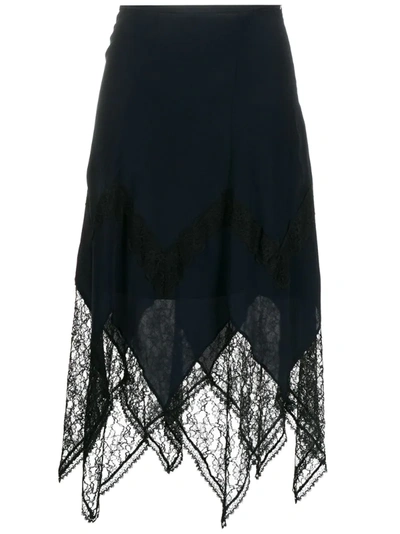 See By Chloé See By Chloe Ladies Blue Midi Lace Skirt In Blue,black