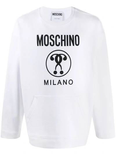 Moschino Double Question Marks Sweatshirt In White