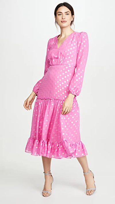 Saloni Devon Dress In Peony Pink Iridescent