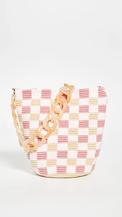 Soraya Hennessy Checkerboard Midi Bucket Bag In Multi