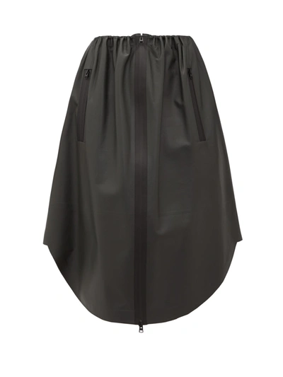 Bottega Veneta Utility-zip Leather Skirt In Dark Gray