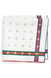 Gucci Runebis Silk Twill Pocket Square In White