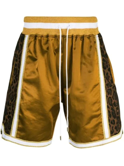 Just Don Leopard-print Cotton-blend Satin Basketball Shorts In Gold