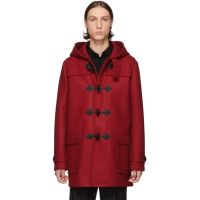 Saint Laurent Hooded Duffle Coat In Red