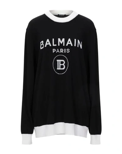 Balmain Sweaters In Bianco Nero