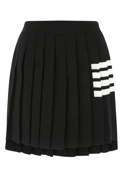 Thom Browne Striped Pleated Merino Wool-blend Mini Skirt In 415 Navy