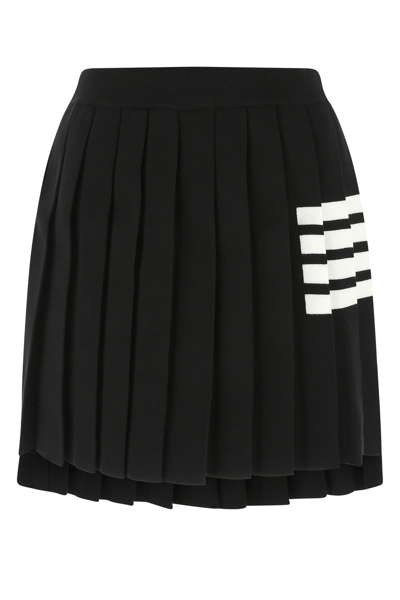 Thom Browne Pleated Wool Blend Mini Skirt In Dark Blue
