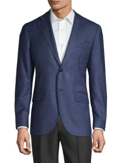 Lubiam Plaid Wool Sportcoat In Navy