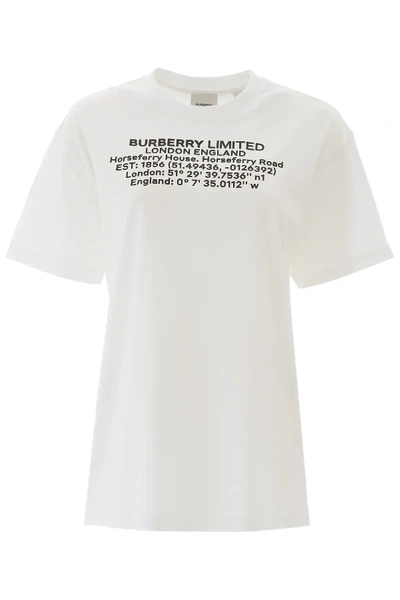 Burberry T-shirt With Coordinates In White