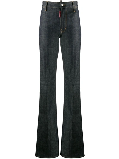 Dsquared2 High-waisted Bootcut Jeans In Blue