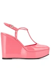 Prada Square-toe 115mm Wedge Pumps In Pink