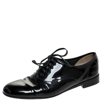 Pre-owned Christian Louboutin Black Patent Leather Lace Derby Size 39