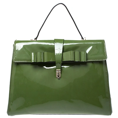 Pre-owned Valentino Garavani Green Patent Leather Top Handle Bag