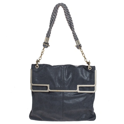 Pre-owned Stella Mccartney Grey Faux Leather Bordered Shoulder Bag