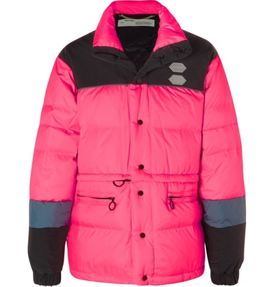 Pre-owned Off-white Colour Block Quilted Shell Down Jacket Pink/black