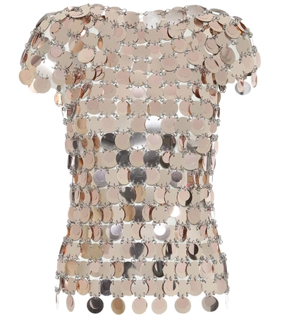 Paco Rabanne Pink Embellished Top In Gold