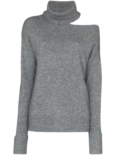 Paige Raundi Cold Shoulder Turtleneck Sweater In Grey