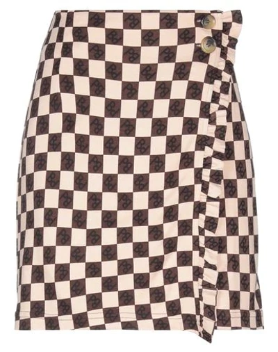 Baum Und Pferdgarten Jelena Ruffle-trimmed Checked Jersey Mini Wrap Skirt In Beige