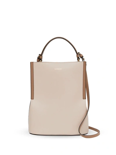 Burberry Small Peggy Two-tone Leather Bucket Bag In Buttermilk