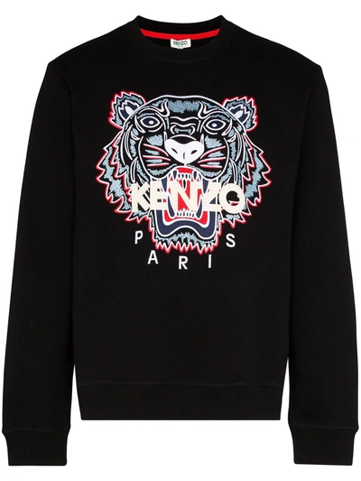 Kenzo Classic Tiger Embroidered Crewneck Sweatshirt In Black