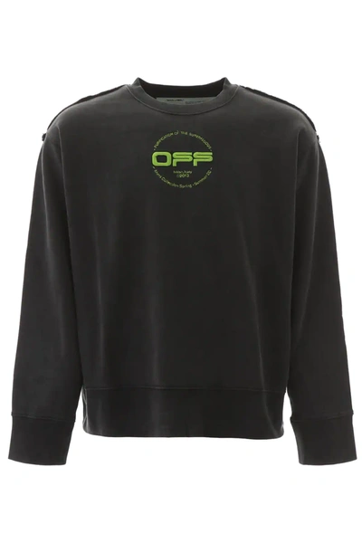 Off-white Incompiuto Hand Logo Sweatshirt In Black,orange,green