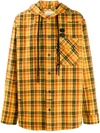 Off-white Check Flannel Hooded Button-up Shirt In Yellow