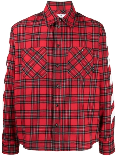 Off-white Arrow Checked Flannel Shirt In Red White | ModeSens