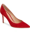Gianvito Rossi Pointy Toe Pump In Tabasco Red Suede