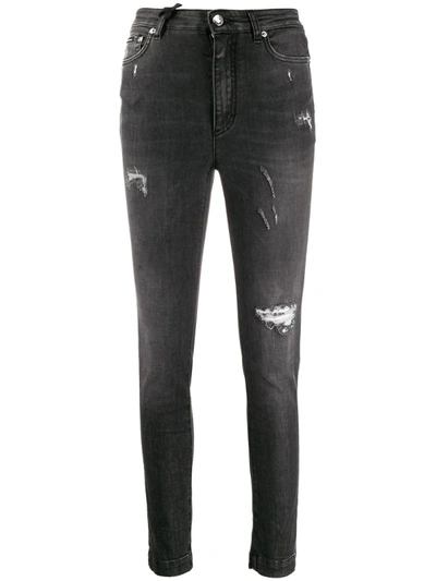 Dolce & Gabbana Distressed-effect Slim Fit Jeans In Black