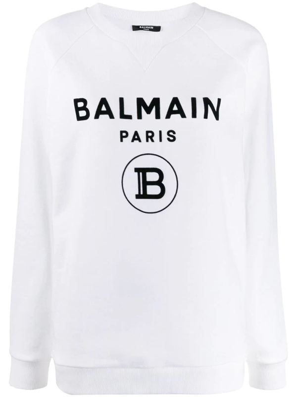 Balmain Logo-print Cotton-jersey Sweatshirt In White | ModeSens