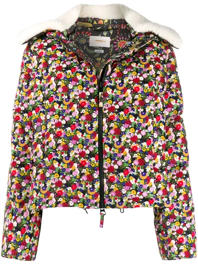 La Doublej X Mantero Cortina Granny Print Puffer Jacket In Black