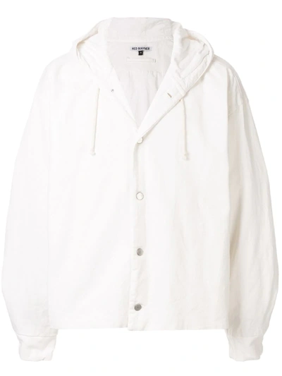 Hed Mayner Oversized Button-up Hoodie In White