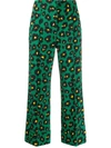 La Doublej X Mantero Flower Leopard Print Palazzo Trousers In Flower Leopard Verde