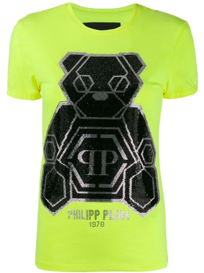 Philipp Plein Embellished Teddy Bear T-shirt In Yellow